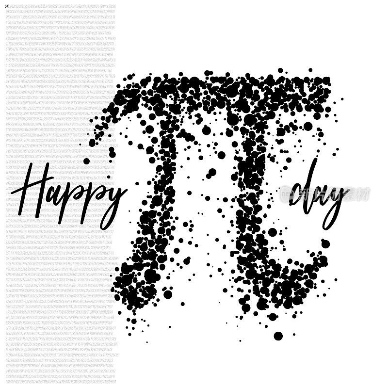 π的一天快乐!庆祝π的一天。数学常数。3月14日(3/14)。圆的周长与直径之比。常数π